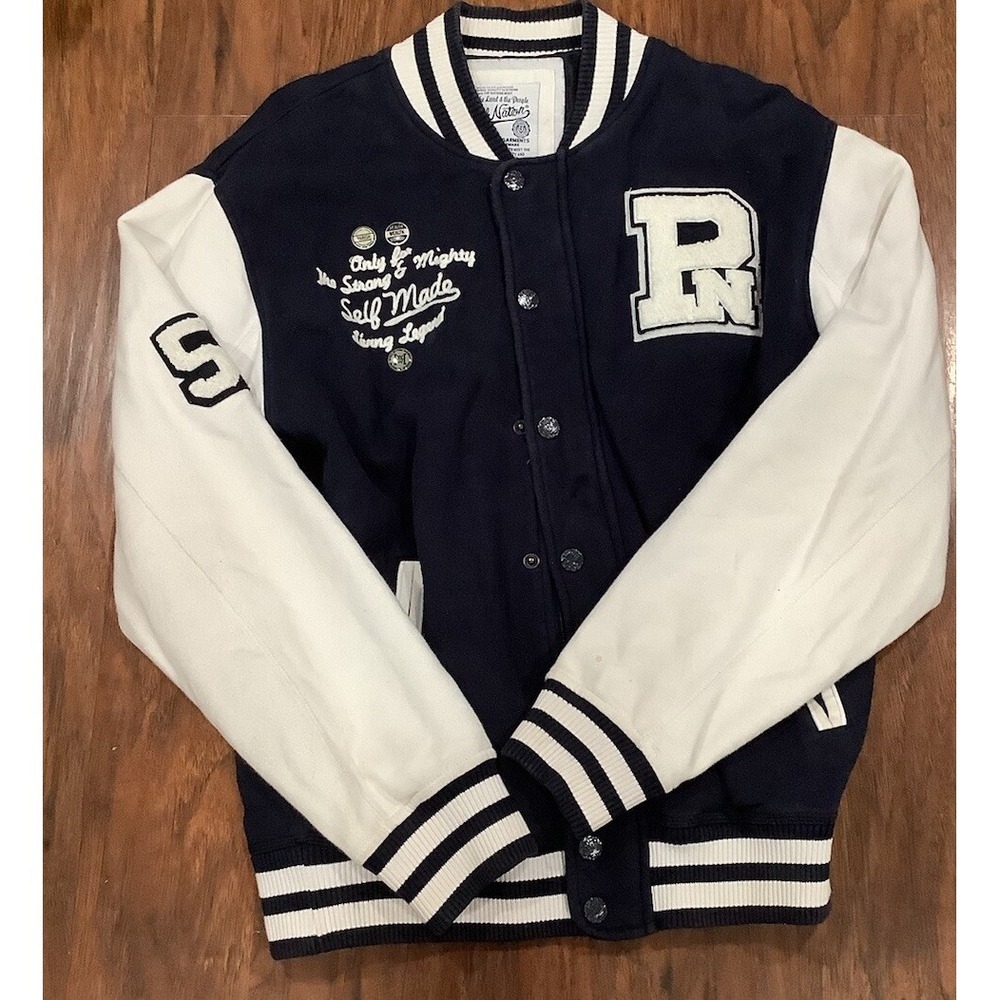Parish Nation Varsity Jacket Mens L Blue Nation PN